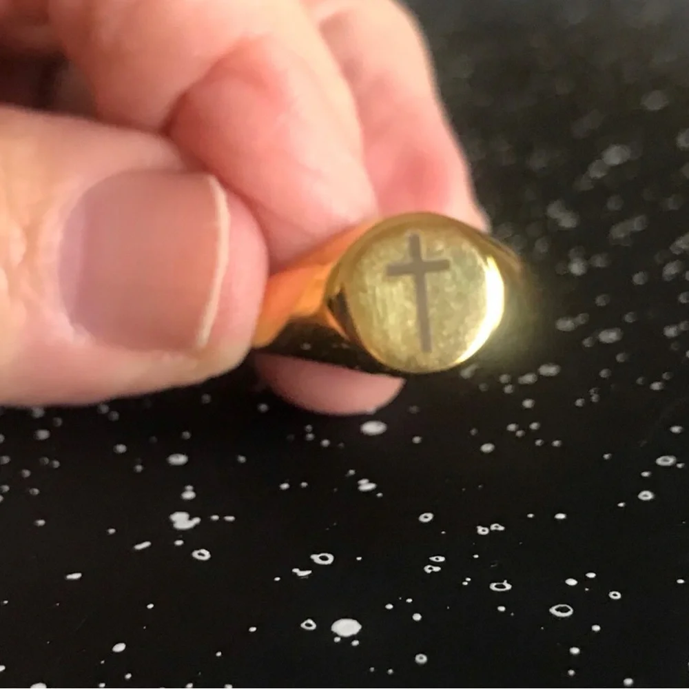 Gold Cross Signet Ring for Men